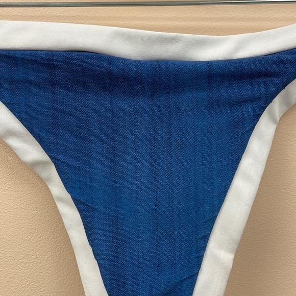 Seafolly Australia Block Party Brazilian Swim Bikini Bottoms Chambray Denim Sz.6 - Picture 8 of 10